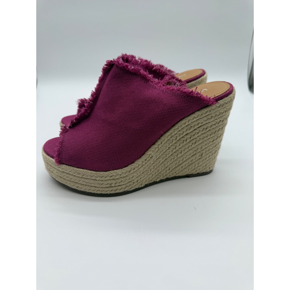 Lisa Vicky Giddy-V Orchid Flower Canvas Espadrille Wedge Sandals Womens 7M New